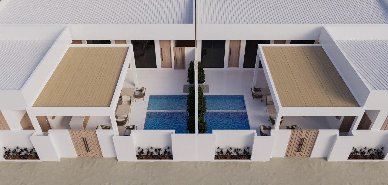 Aerial view of the villas and plunge pools