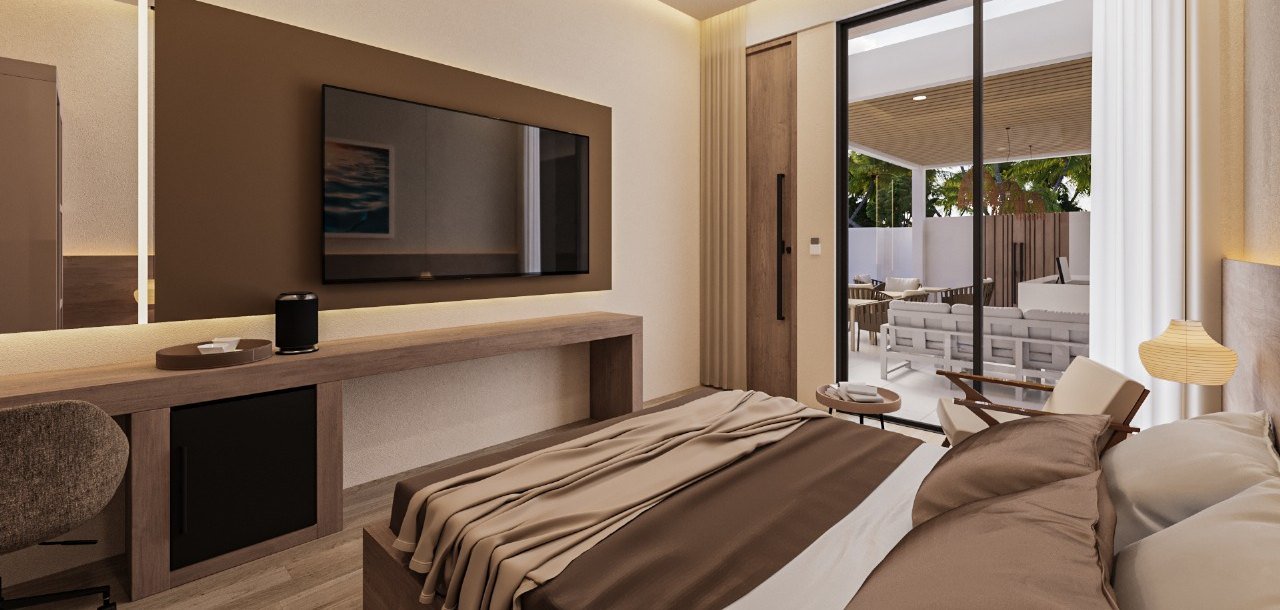 Guest room with terrace and sliding doors